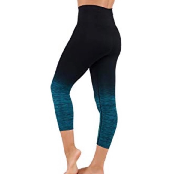 Yelete Pants - Itzon | Capri Ombré Teal Yoga Leggings stretchy
